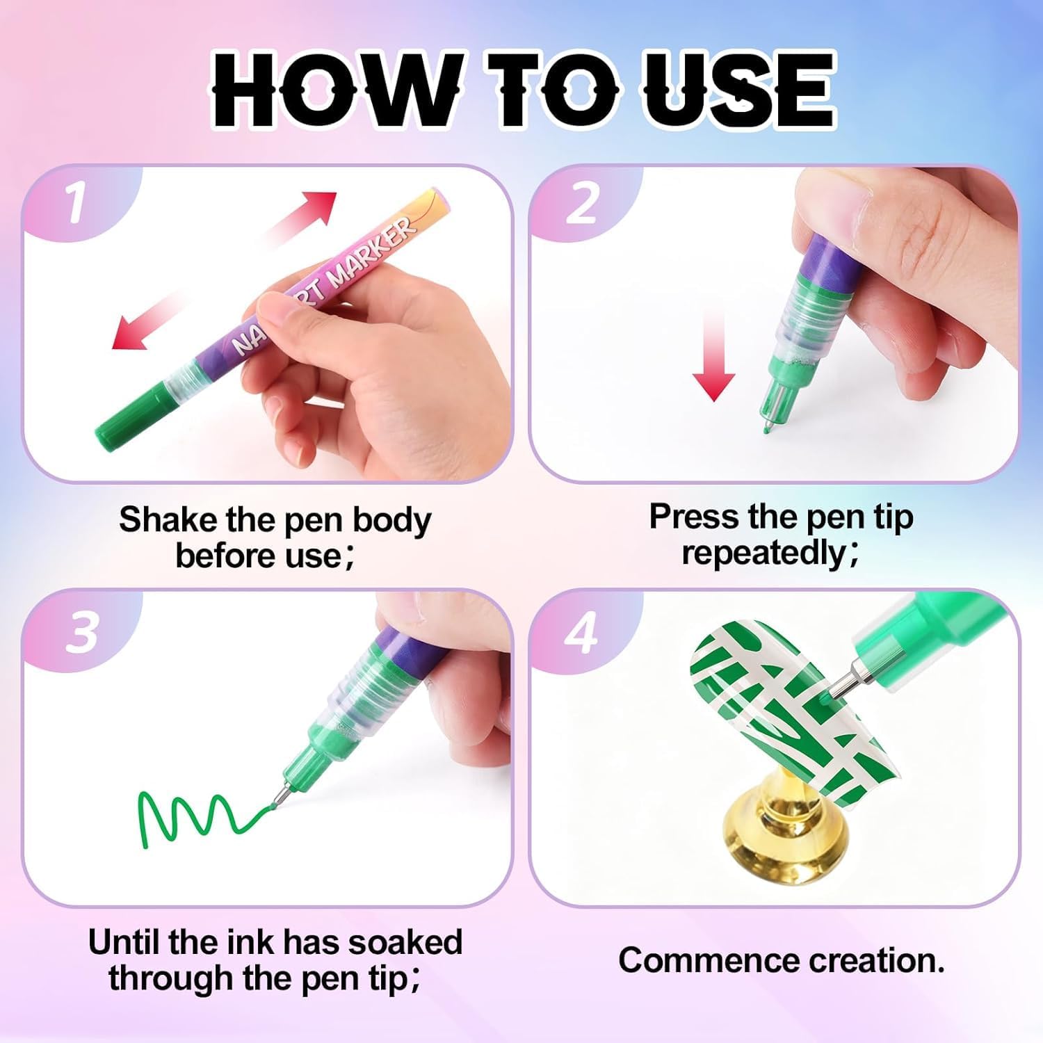 12 Colors Nail Art Pen Set