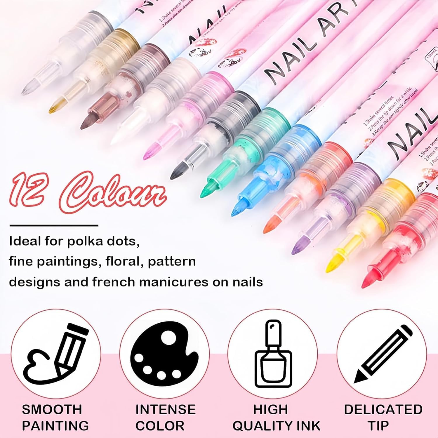 12 Colors Nail Art Pen Set